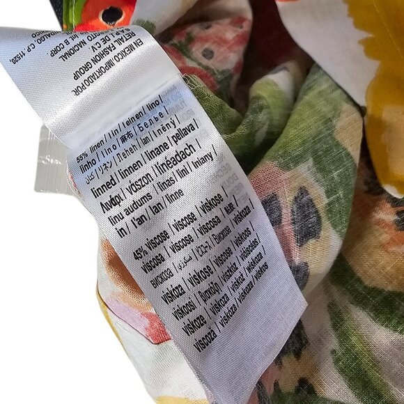 Farm Rio Paradise Short-Sleeve Romper, Fruit Print, Linen Blend, Tie Waist, Sz M - Picture 5 of 8